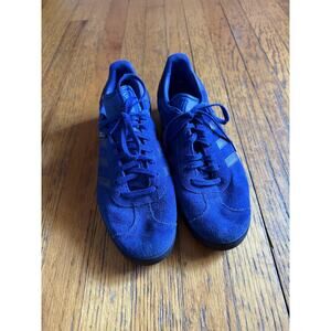 Adidas Gazelle Shoes Mens Size 10.5 Blue Black Suede Originals Classic Trefoil